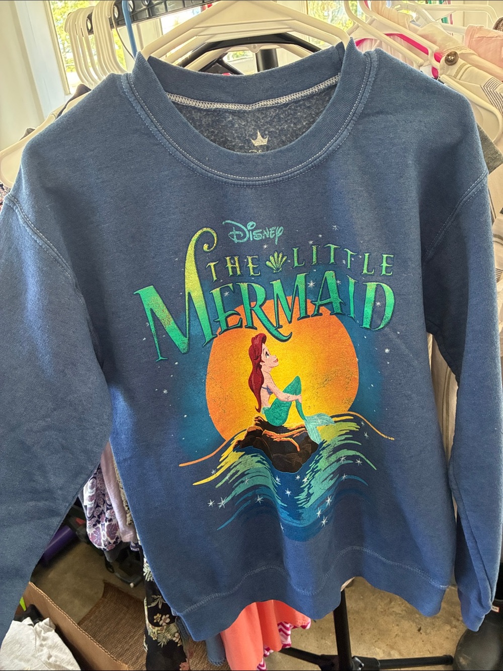 Forever 21 Navy The Little Mermaid Graphic Sweatshirt with Teal and Orange Art